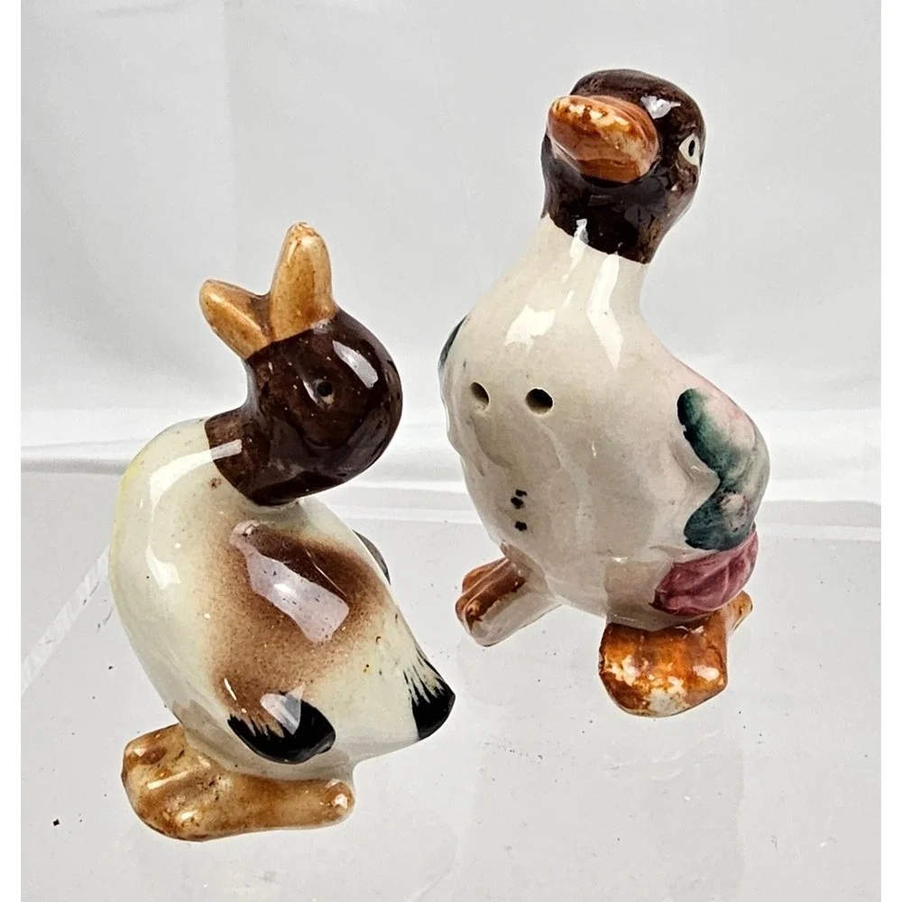 Vintage Ceramic Duck Salt and Pepper Shakers Set‎ Japan Hand Painted Birds